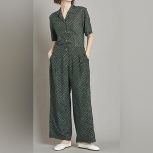 Steven Alan liberty‎ print fabric green all in one jumpsuit geometric size M